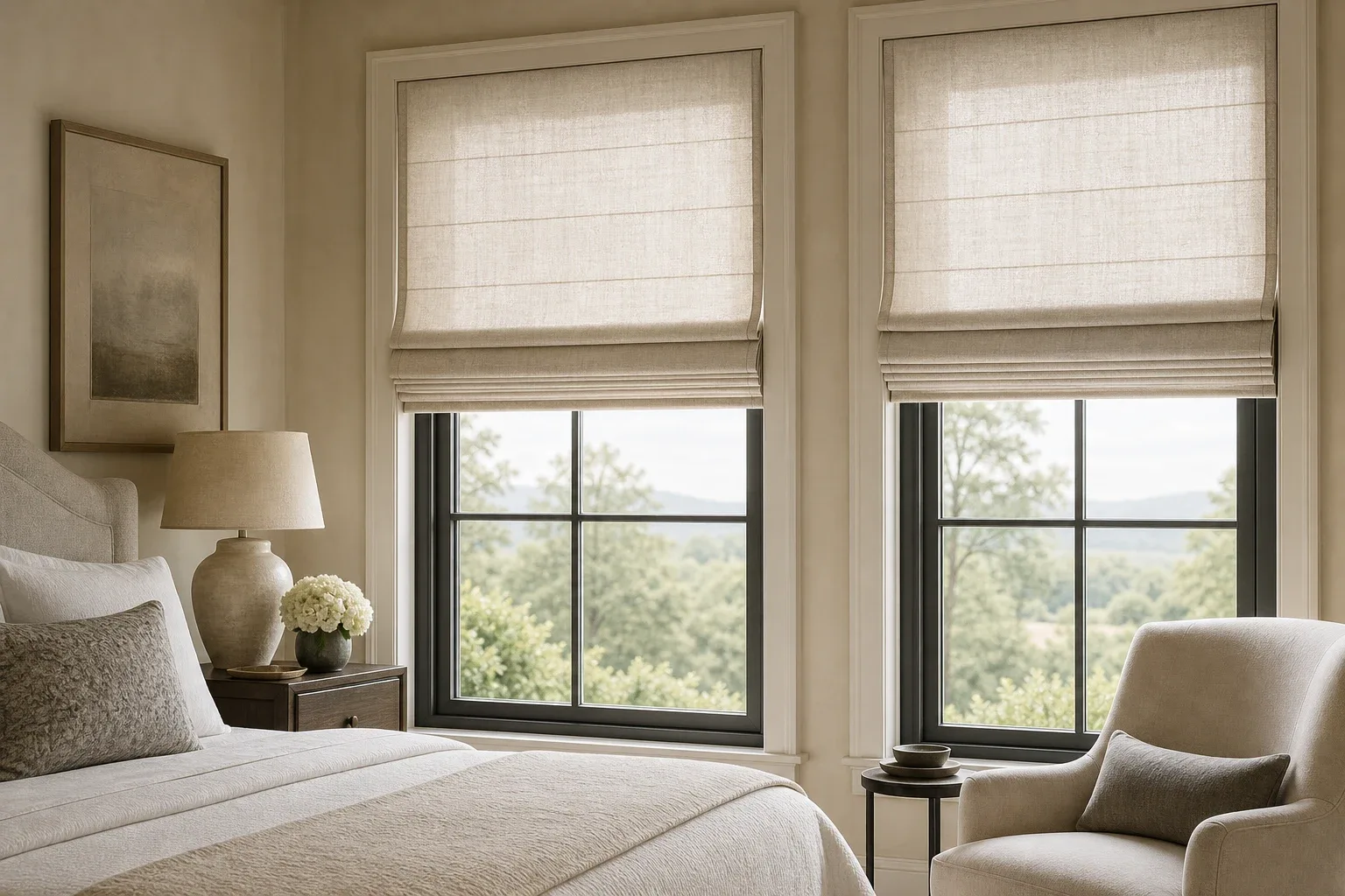Sheer shades above a bright window